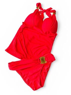 Red Halter Swimsuit Tankini & Matching Bottom